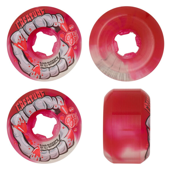 OJ Wheels x Creature DNA Curbsuckers Bloodsuckers Red Clear Swirl 56mm 95a