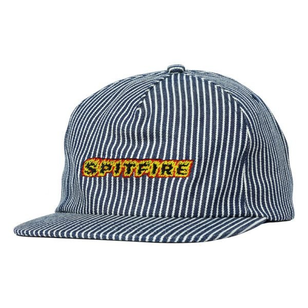 Spitfire Flames Script Indigo Railroad Stripe Snapback Spitfire Flames Script Indigo Railroad Stripe Snapback