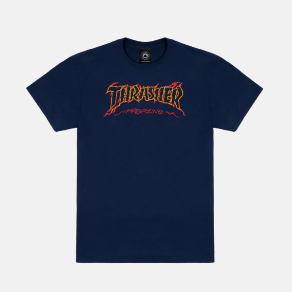 Thrasher Cracked By Exteenager Navy Tee Thrasher Cracked By Exteenager Navy Tee