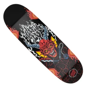 Santa Cruz x Stranger Things Hellfire Club Flames Glow In The Dark Deck Tabla 9.0