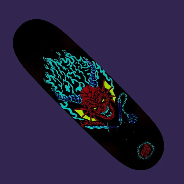 Santa Cruz x Stranger Things Hellfire Club Flames Glow In The Dark Deck Tabla 9.0