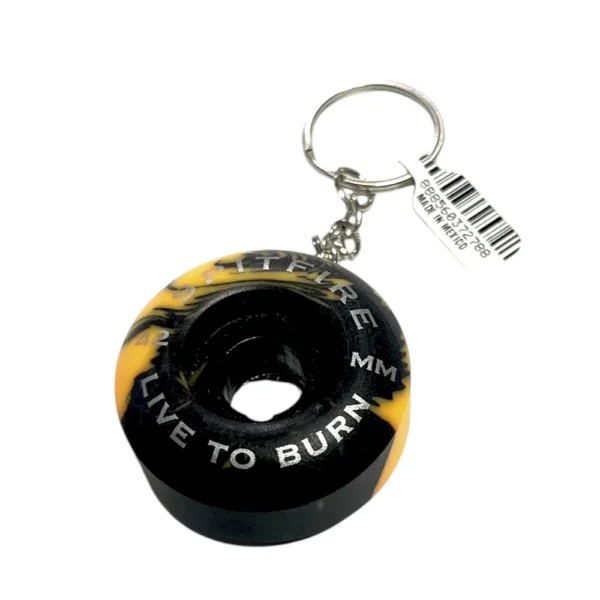 Spitfire Wheel Keychain Black Yellow Llavero
