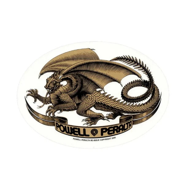 Powell Peralta Oval Dragon Gold Sticker 13cms