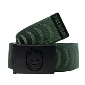 Spitfire Bighead Cut Out Crescent Jaquard Olive Web Belt