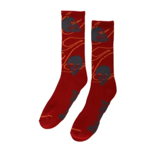 Creature Spiral Skull Crew Burgundy Socks