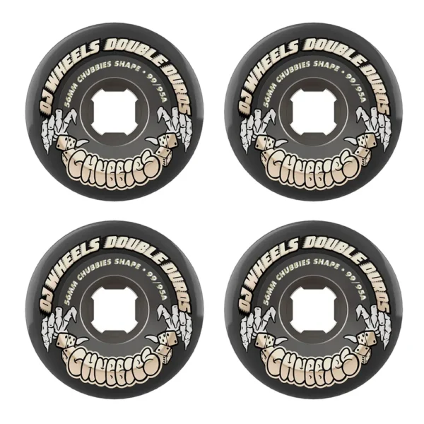 OJ Wheels Double Duro Black Transparent Chubbies Wheels 56mm 99A/95A